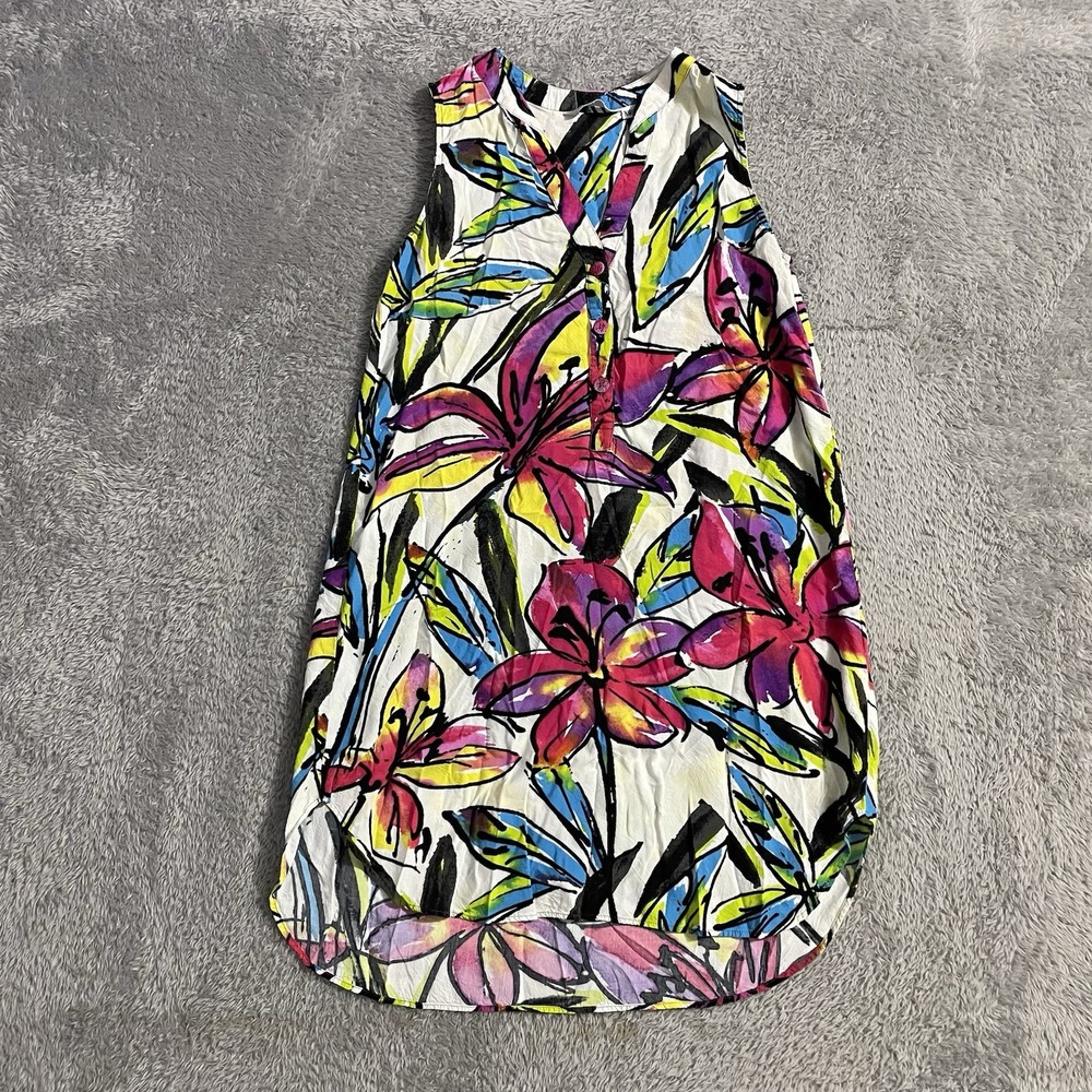Jams World Sleeveless Button Front Dress Women‎ Size XS Day Lily Colorful Floral